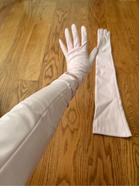 Long Light Pink Satin Opera Gloves - Pair